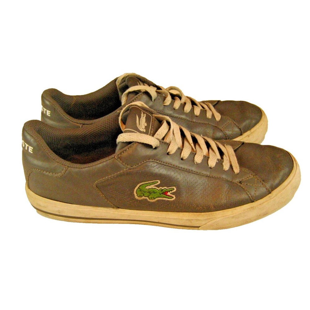 Mens Lacoste Leather Gray Lowcut Sneakers sz 9.5